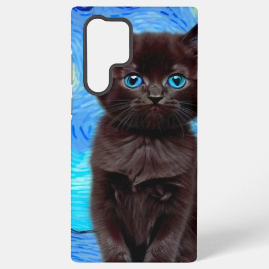 ファンゴッホ星空の夜黒猫 SAMSUNG GALAXYケース (裏面)