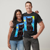 ファンゴッホ星空の夜黒猫 Tシャツ (ユニセックス)