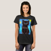 ファンゴッホ星空の夜黒猫 Tシャツ (正面フル)