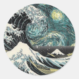 ファンゴッホ星空の夜 – Hokusai 素晴らし The Wave ラウンドシール