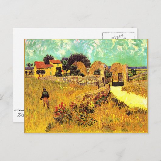 ファンゴッホ有名絵を描な'プロヴァンスのファームハウス ポストカード (正面/裏面)