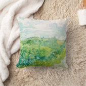 ファンゴッホ緑の小麦畑オーバー。印象主義 クッション (ブランケット)