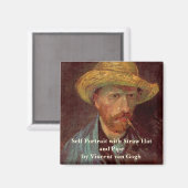 ファンゴッホ自画像と麦わら帽子とパイプ マグネット (正面/裏面)