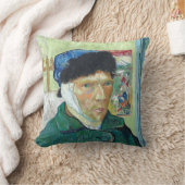 ファンゴッホ自画像の包帯された耳絵画アート クッション (ブランケット)