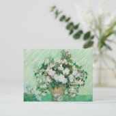 ファンゴッホ花瓶とピンクのバラのフローラ ポストカード (スタンド正面)