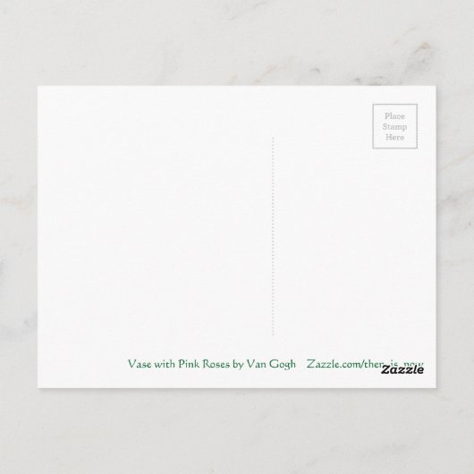 ファンゴッホ花瓶とピンクのバラのフローラ ポストカード (裏面)