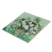 ファンゴッホ花瓶とピンクのバラのヴィンテージフラワーアート タイル (側面)