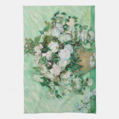 ファンゴッホ花瓶とピンクのバラの花絵画の数 キッチンタオル (縦)
