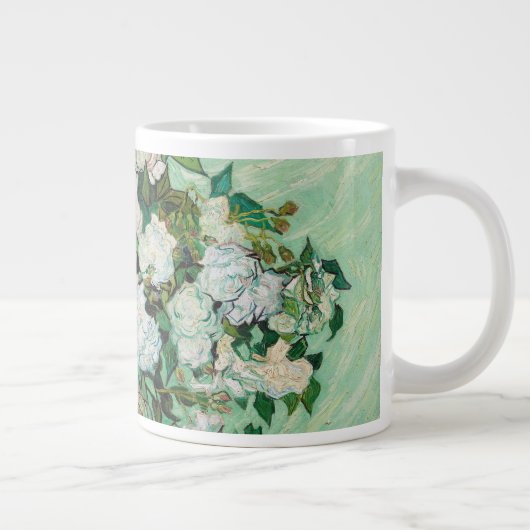 ファンゴッホ花瓶とピンクのバラの花絵画の数 ジャンボコーヒーマグカップ (右)