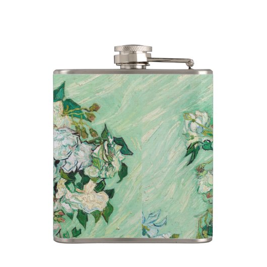 ファンゴッホ花瓶とピンクローズフローラアートモノグラム フラスク (裏面)