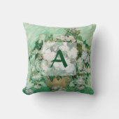 ファンゴッホ花瓶とピンクローズヴィンテージアートモノグラム クッション (正面)
