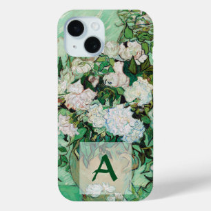 ファンゴッホ花瓶とピンクローズヴィンテージアートモノグラム iPhone 15ケース