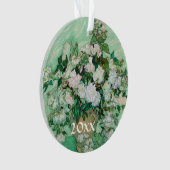 ファンゴッホ花瓶とピンクローズヴィンテージフローラアート オーナメント (正面)