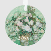 ファンゴッホ花瓶とピンクローズヴィンテージフローラアート オーナメント (裏面)