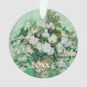 ファンゴッホ花瓶とピンクローズヴィンテージフローラアート オーナメント (正面)