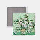ファンゴッホ花瓶とピンクローズヴィンテージフローラアート マグネット (正面/裏面)