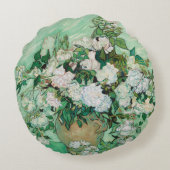 ファンゴッホ花瓶とピンクローズヴィンテージフローラアート ラウンドクッション (裏面)