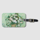 ファンゴッホ花瓶とピンクローズヴィンテージフローラアート ラゲッジタグ (正面横)