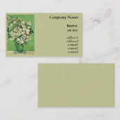 ファンゴッホ花瓶のピンクのバラ 名刺 (正面/裏面)