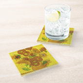 ファンゴッホ花瓶のファインアートの15ひまわり ガラスコースター (アングル)