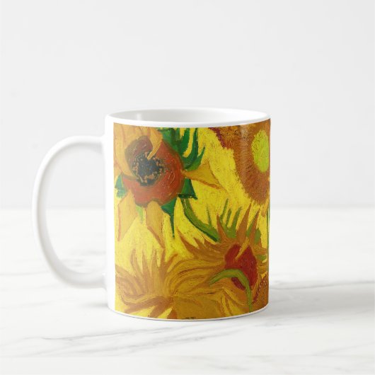ファンゴッホ花瓶のファインアートの15ひまわり コーヒーマグカップ (左)