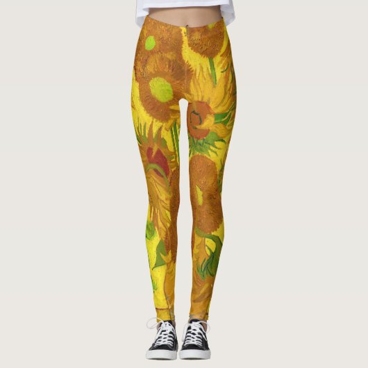 ファンゴッホ花瓶のファインアートの15ひまわり レギンス (正面)