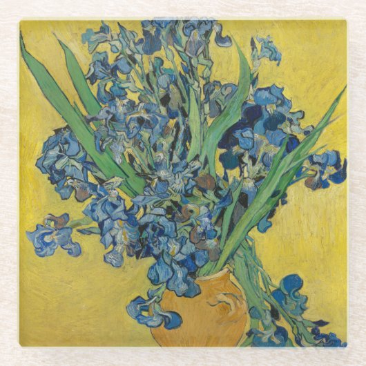 ファンゴッホ花瓶アイリスクラシックズ感圧主義 ガラスコースター (正面)