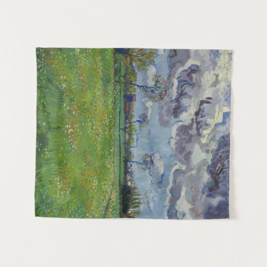 ファンゴッホ草地と花が嵐の中 タペストリー (正面(横))