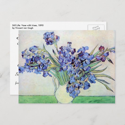 ファンゴッホ虹彩と花瓶、ヴィンテージ日付を保存 案内ポストカード (正面/裏面)