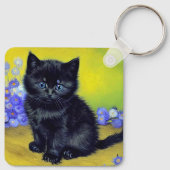 ファンゴッホ黒猫紫の花 キーホルダー (裏面)
