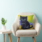 ファンゴッホ黒猫紫の花 クッション (椅子)