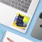 ファンゴッホ黒猫紫の花 シール (ノートパソコンとiPhone)