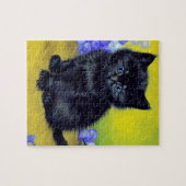 ファンゴッホ黒猫紫の花 ジグソーパズル (横)