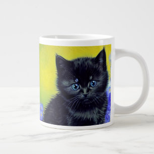 ファンゴッホ黒猫紫の花 ジャンボコーヒーマグカップ