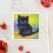 ファンゴッホ黒猫紫の花 スタンダードカクテルナプキン (インサイチュ)