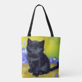 ファンゴッホ黒猫紫の花 トートバッグ (裏面)