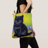 ファンゴッホ黒猫紫の花 トートバッグ (クローズアップ)