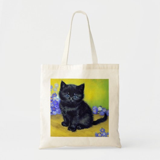 ファンゴッホ黒猫紫の花 トートバッグ (正面)