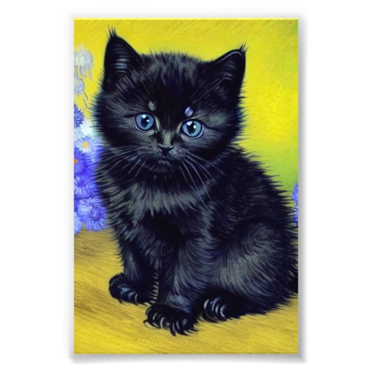 ファンゴッホ黒猫紫の花 フォトプリント            (正面)
