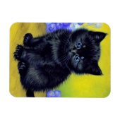 ファンゴッホ黒猫紫の花 マグネット (横)