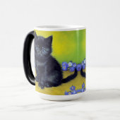 ファンゴッホ黒猫紫の花 モーフィングマグカップ (正面左)