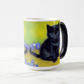 ファンゴッホ黒猫紫の花 モーフィングマグカップ (正面右)