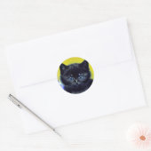 ファンゴッホ黒猫紫の花 ラウンドシール (封筒)