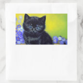 ファンゴッホ黒猫紫の花 長方形シール (バッグ)