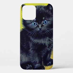 ファンゴッホ黒猫紫の花 iPhone 12ケース