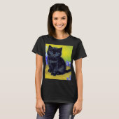 ファンゴッホ黒猫紫の花 Tシャツ (正面フル)