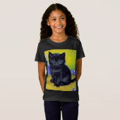 ファンゴッホ黒猫紫の花 Tシャツ (正面フル)