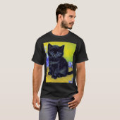 ファンゴッホ黒猫紫の花 Tシャツ (正面フル)