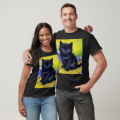 ファンゴッホ黒猫紫の花 Tシャツ (ユニセックス)
