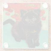 ファンゴッホ黒猫赤い花 ガラスコースター (裏面)